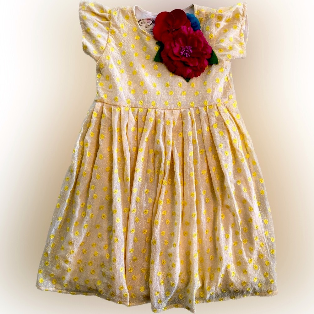 Joyfolie Mia Joy Vala Yellow Swirl Dress with Hair Clip